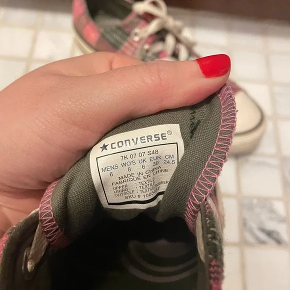 Converse chuck taylor pink green plaid sneakers - Picture 3 of 4